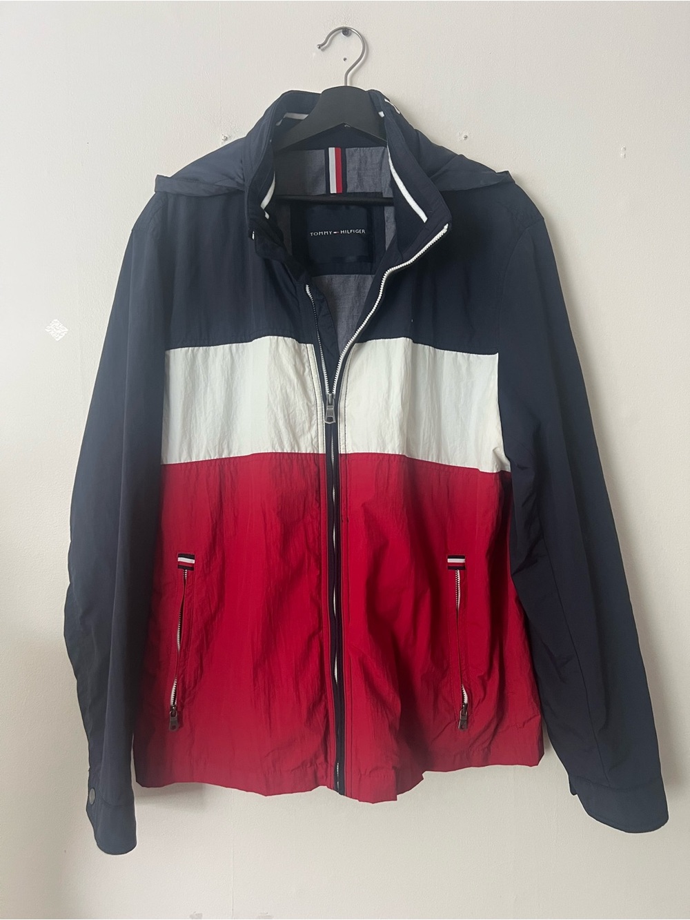 Tommy Hilfiger Colorblock Windbreaker Jacket, men’s XL, nylon outdoors preppy